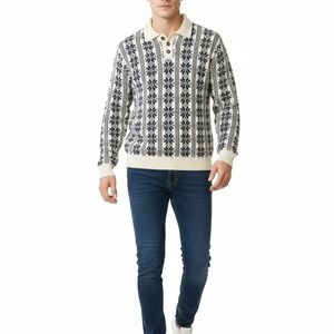 Collectif Navy and Cream Knit Sweater